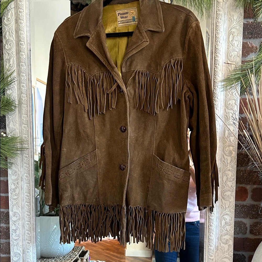 PIONEER Tan Suede Fringe Coat